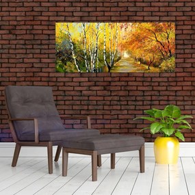 Tablou - Alee romantică de-a lungul apei, pictură în ulei (120x50 cm)