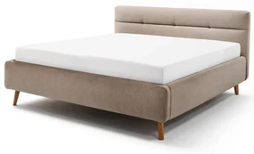 Pat matrimonial 180x200 cm bej tapițat cu spațiu de depozitare cu somieră Lotte – Meise Möbel