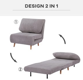 HOMCOM Fotoliu Extensibil 2-În-1 Reglabil pe 3 Niveluri cu Șezut Mare, Canapea Extensibilă, 82x87x89 cm, Verde | Aosom Romania