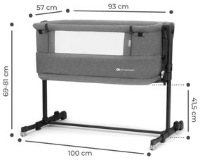 Pătuț pentru bebeluși KINDERKRAFT NESTE GROW gri închis