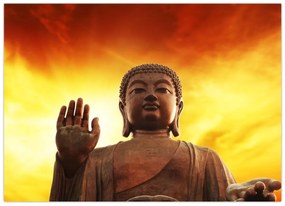 Tablou - Buddha cu fundal roșu și galben (70x50 cm)