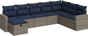 vidaXL Set canapele de grădină cu perne, 8 piese, gri, poliratan