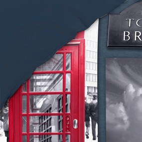 Lenjerie de pat albastru-închis din bumbac pentru pat de o persoană 140x200 cm City London – douceur d'intérieur