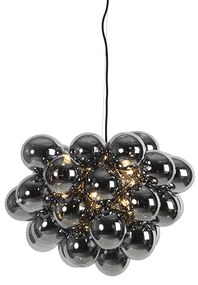 Lampă suspendată design negru cu sticlă fumurie cu 8 lumini - Uvas