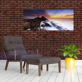 Tablou cu munți în ceață (120x50 cm)