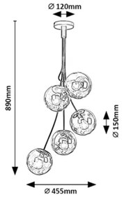 Lustră pe tijă GLORY 5xE14/40W/230V Rabalux 3508
