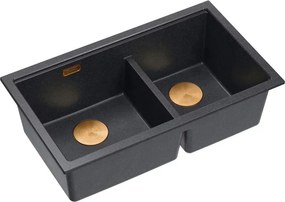 Chiuveta compozit incastrata Quadron Logan 120 negru diamant - cupru 76x45 cm