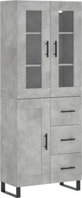 vidaXL Dulap înalt, gri beton, 69,5x34x180, lemn compozit