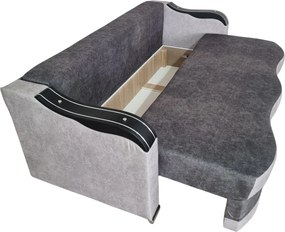 Canapea DIANA extensibila, 3 locuri, cu lada de depozitare, catifea gri inchis cu gri deschis , 220x100x80 Gri Inchis + Gri Deschis, Catifea