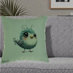 Perna Decorativa Pui Teal cu Aripioare Ornamentale, 40x40 cm, Verde, Husa Detasabila, Perna Inclusa, BEKZ®