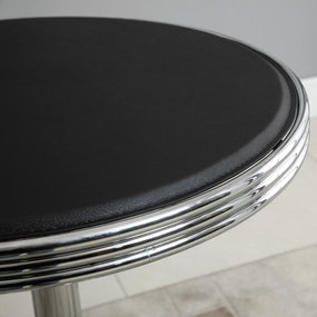 Masa Moderna de Bar HOMCOM, Multifunctionala, Metal si Imitatie de piele Neagra, Φ65x66-90cm | Aosom RO