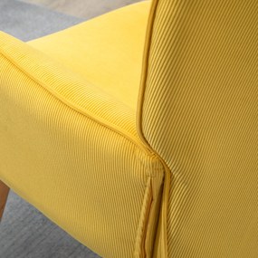 HOMCOM Fotoliu Accent cu Taburet, Fotoliu de Relaxare în Aspect de Catifea, Fotoliu cu Brațe și Picioare de Lemn, pentru Sufragerie, Galben | Aosom Romania