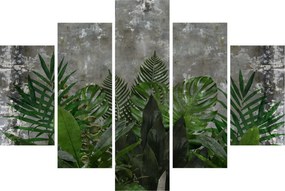 Tablou - Zid de beton cu plante (150x105 cm)