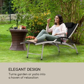 Blumfeldt Sun Valley, șezlong pliabil, pernă, negru