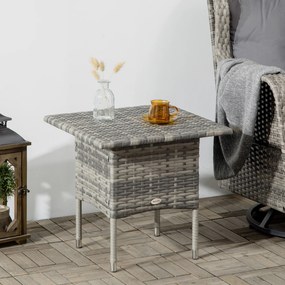 Outsunny Masă laterală de grădină masă laterală pătrată din răchită stil cozy chic 50 x 50 x 47 cm negru | Aosom Romania