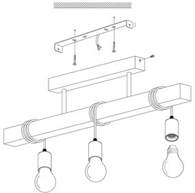 Eglo 33166 - Lustră aplicată TOWNSHEND 3xE27/60W/230V