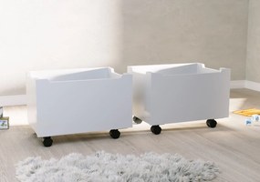 Pat Semi-Înălțat (Mid Sleeper) Forrest Beech 90x200 cm, pentru Camera Copii, din Lemn de Fag Lăcuit Alb, cu Tobogan și Sertare – Vipack