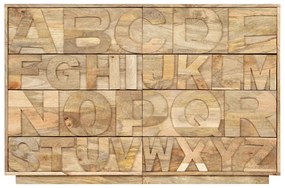 247712 vidaXL Comodă alfabet cu 6 sertare, 120x35x79 cm, lemn masiv de mango