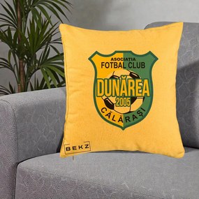 Perna Personalizata AFC Dunarea Calarasi 2005 Fotbal, 40x40 cm, Galben, Husa Detasabila, Perna Inclusa, BEKZ®