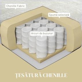 HOMCOM Canapea Modulară de 4 Locuri cu 2 Fotolii pentru Picioare, Perne pentru Brațe și Spătar, 313x149x88 cm, Crem Alb | Aosom Romania
