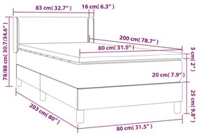 Pat box spring cu saltea, crem, 80x200 cm, textil Crem, 80 x 200 cm, Culoare unica si cuie de tapiterie