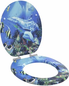 vidaXL Capac de toaletă cu închidere lentă albastru 44 x 38 cm