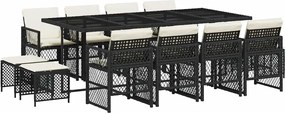 vidaXL Set mobilier de grădină cu perne, 13 piese, negru, poliratan