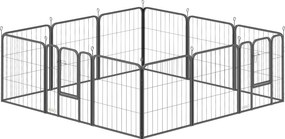 PawHut Parc pentru câini enclos câine 12 panouri modular și pliabil oțel 2 uși pentru cățel interior exterior 60H cm negru | Aosom Romania