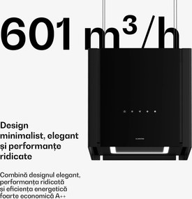 Klarstein Hota Velaire cu funcție de ridicare de 40 cm, Elegant, minimalist, puternic, CEE A++, 601 m³/h