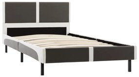 280292 vidaXL Cadru de pat, gri și alb, 90 x 200 cm, piele artificială