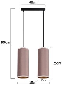 Lustr AVALO 2xE27/60W/230V cablu roz roz-miediu