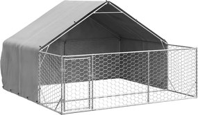 vidaXL Canisa de exterior cu alergare 3x3x1,9 m otel galvanizat