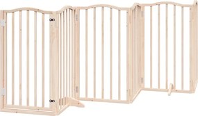 vidaXL Poartă de acces pentru câini cu ușă pliabilă, 6 panouri, 300 cm, lemn de plop