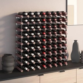 340894 vidaXL Suport sticle de vin, 72 sticle, maro, lemn masiv de pin