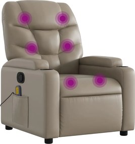 vidaXL Fotoliu de masaj rabatabil, cappuccino, piele ecologică