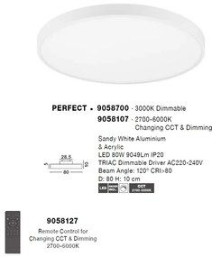 Plafoniera LED moderna design slim PERFECT 80cm alba CCT Dimmable