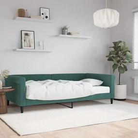 3197756 vidaXL Pat de zi cu saltea, verde închis, 100x200 cm, catifea
