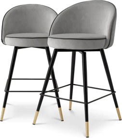 Set de 2 scaune de bar pivotante, design LUX, Counter Stool Cooper gri deschis