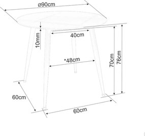 Masa rotunda de dining NELVO 90 cm, travertin/casmir