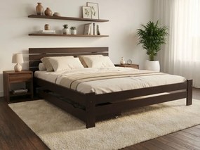 Pat inalt Paris, nuc 180x200 cm Saltele: Cu saltele Coco Maxi 20 cm, Somiera pat: Cu lamele curbate