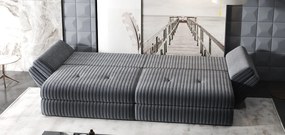 Canapea extensibilă dumonde cu ladă de depozitare si sezut confortabil din spuma high-density, Loana Ambience Gri 300x100 cm