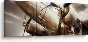 Tablou - Avion (cu ceas) (90x30 cm)