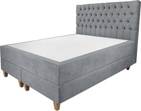 Pat matrimonial, Stockholm, Chester E, 160x200 cm, saltea tip Pocket, topper memory, Gri