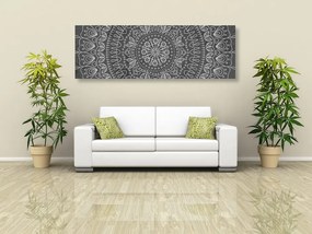 Tablou Mandala desenată manual în design alb-negru