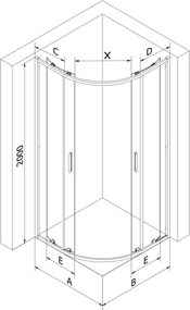 Mexen Exo cabină de duș semicirculară asimetrică glisantă 100 x 80 cm, transparent, crom - 8132-100-080-01-00