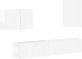 vidaXL Set Dulap pentru Televizor Montat pe Perete 4 pcs Alb lucios