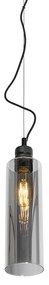 Lampă modernă cu pandantiv neagră cu sticlă fumurie - Stavelot