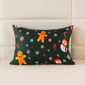 Fata de perna din microfibra SNOWMAN AND GINGERBREAD 70x90 cm, verde
