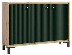 Comoda PARII PA12, stejar artisan/verde, PAL laminat, 130x37x92 cm