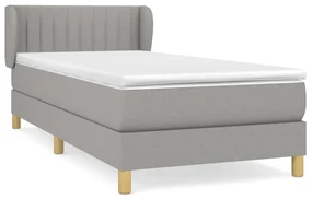 3126941 vidaXL Pat box spring cu saltea, gri deschis, 100x200 cm, textil